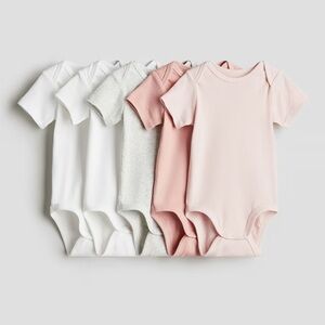 H&M 5 Pack Bodysuits - White, Gray, and 3 Shades of Pink